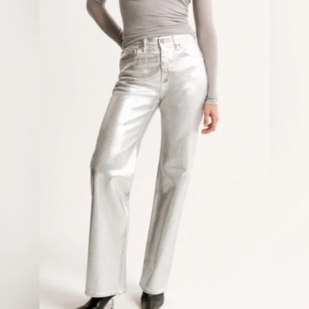 Abercrombie & Fitch Silver High Rise Jeans - Picture 2 of 8
